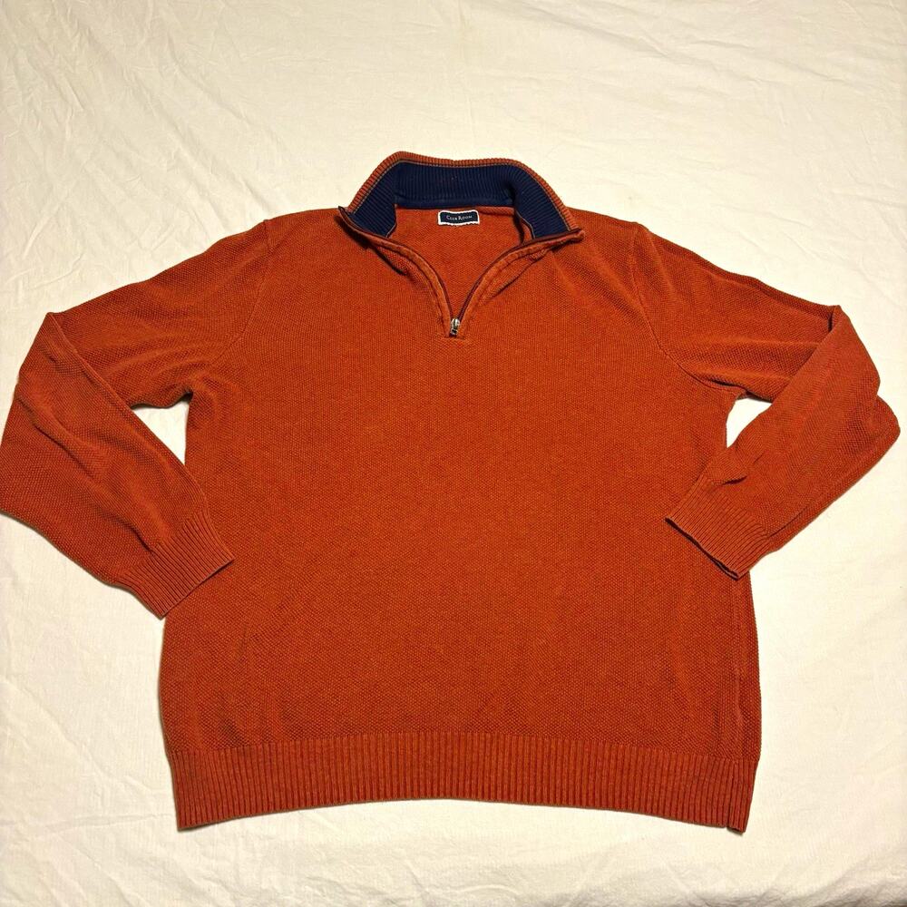 Club Room Knit 1/4 Zip Neck Pullover Sweater Brown Men's L Fall 2019